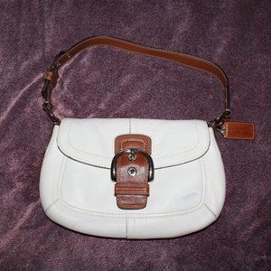 Coach Soho White Leather Saddle Handbag